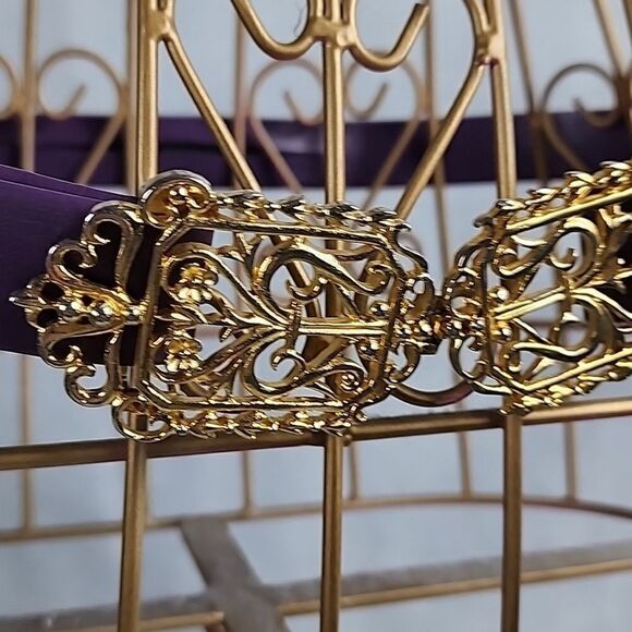 Mimi Di N Signed Gold & Silver Tone Floral & Heart Belt Buckle Clasps 1985 - Picture 4 of 13